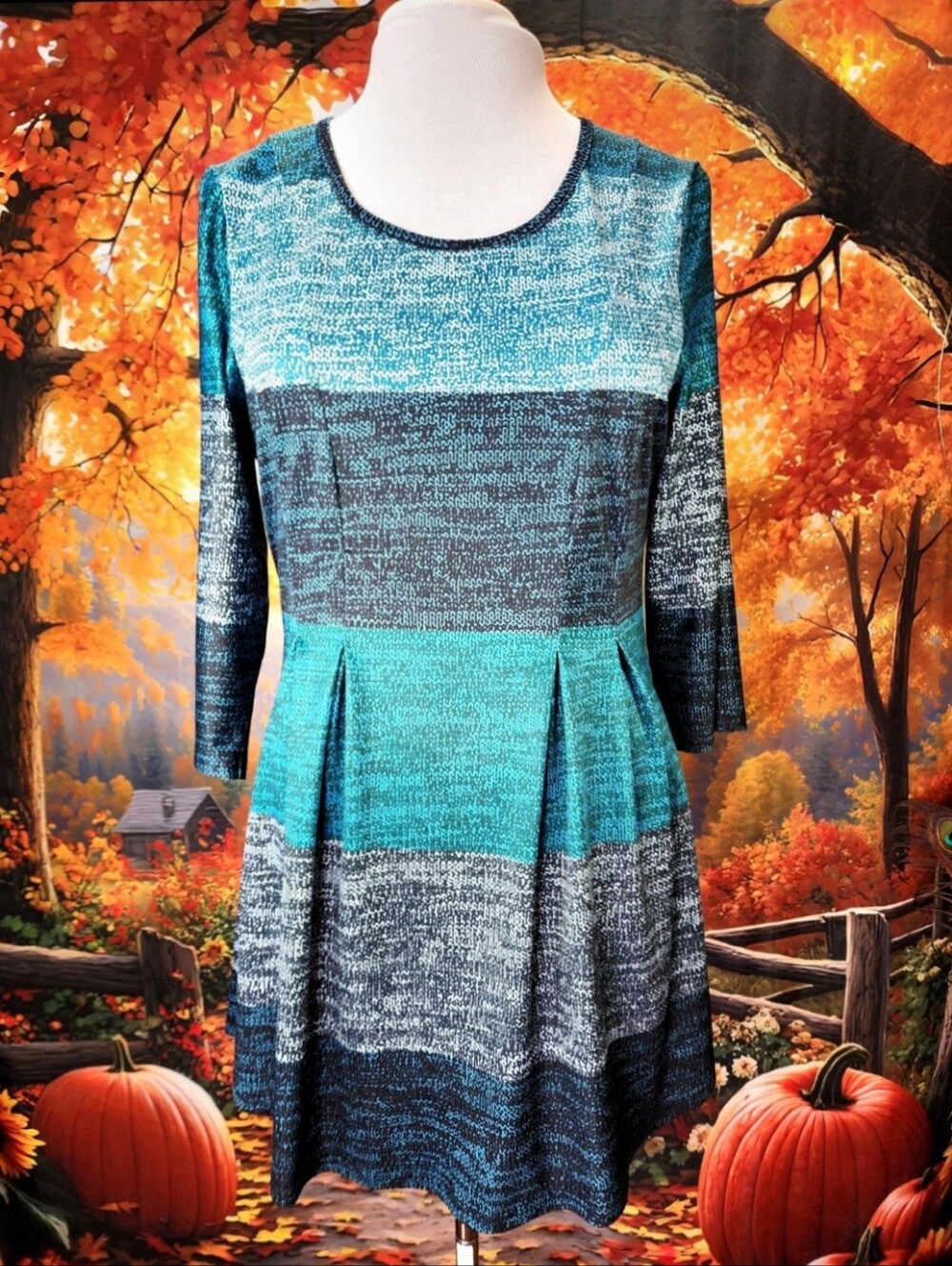 👗🍁 Lily By Firmiana Illusion Sweater Blue Colorblock Tunic Top M